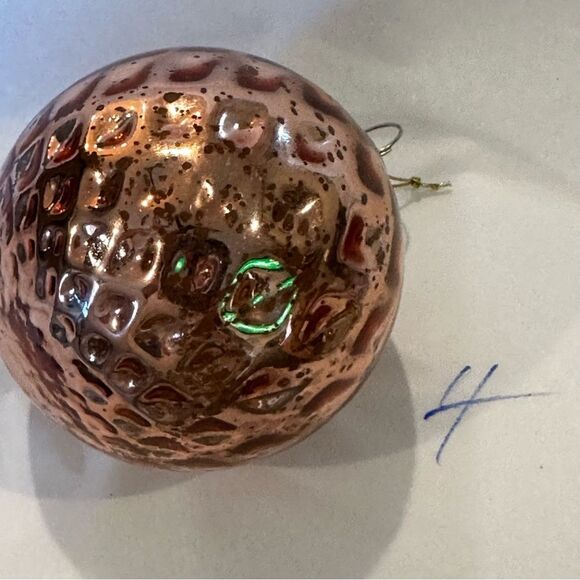 Vintage unique rose glass ornament glass globe  metal topped glass Christmas - Picture 5 of 6